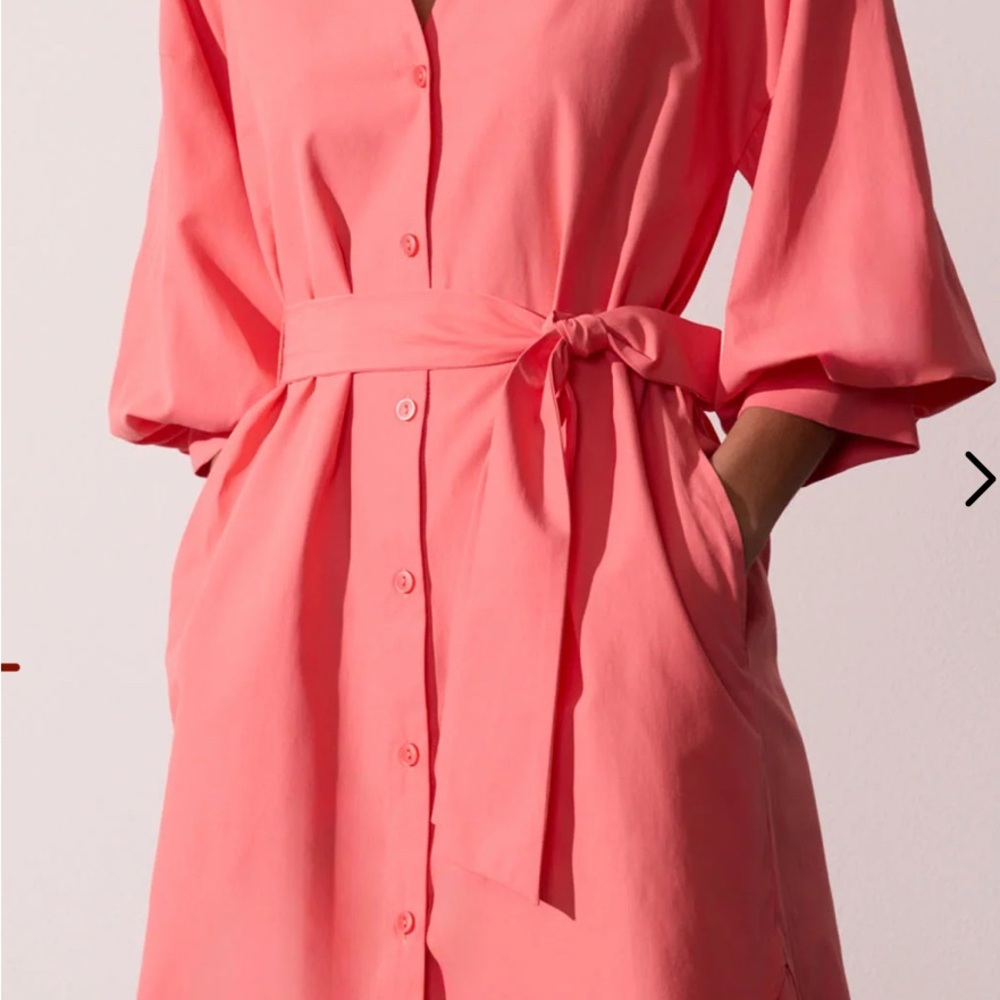 Brochu Walker The Kate Belted Dress Coral Button-Up Dress with Belt